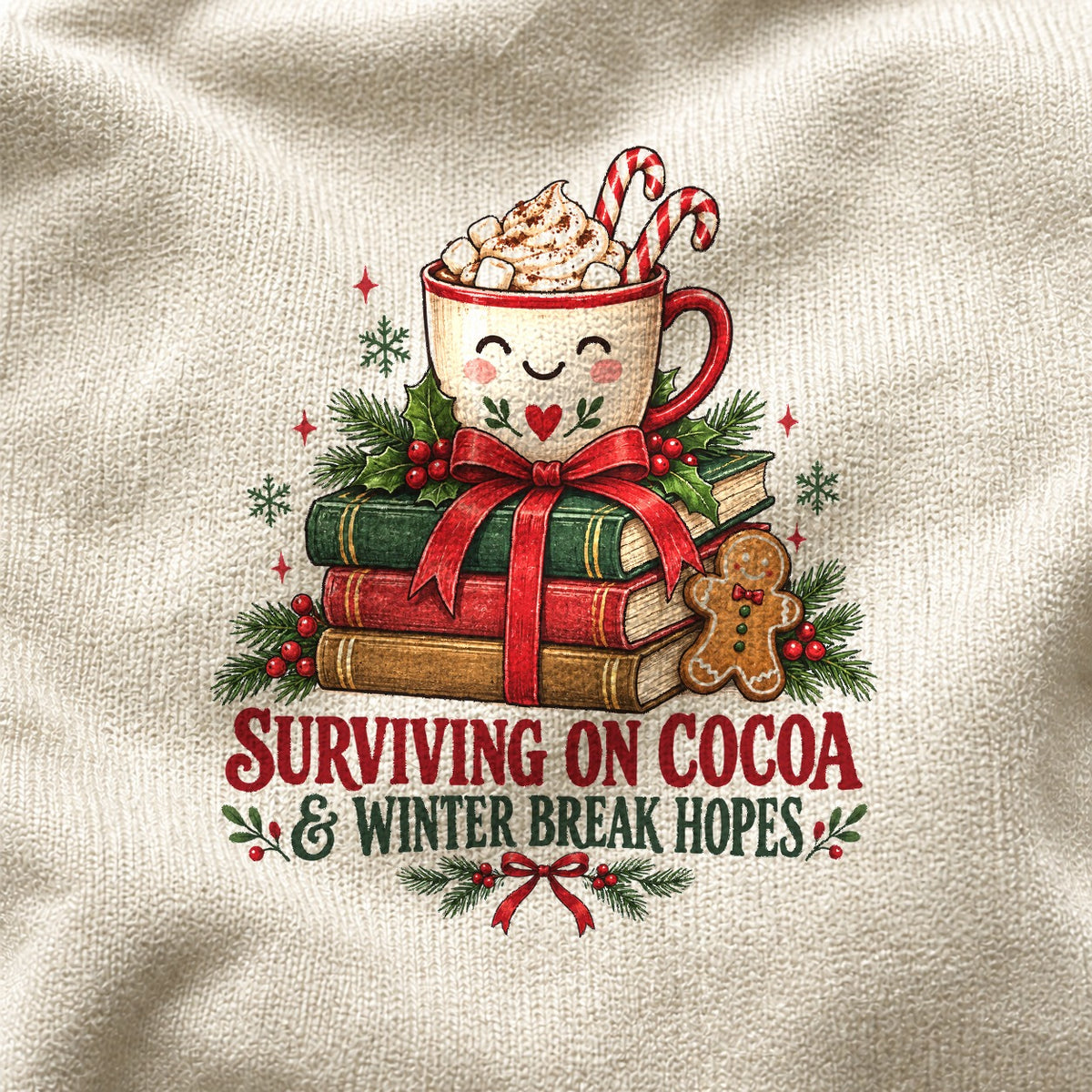 Surviving on Cocoa Teacher Comfort Colors T-Shirt, Holiday Graphic Tee