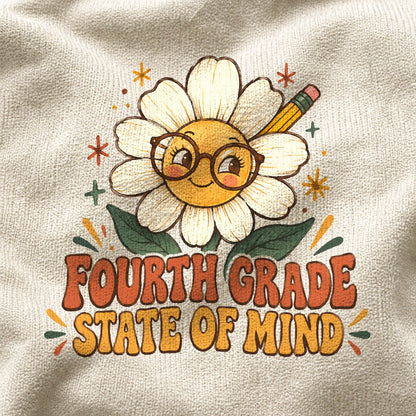Fourth Grade Teacher Comfort Colors T-Shirt, Groovy Daisy Graphic