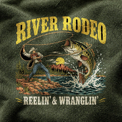 River Rodeo Bass Comfort Colors T-Shirt, Western Fishing Graphic Tee