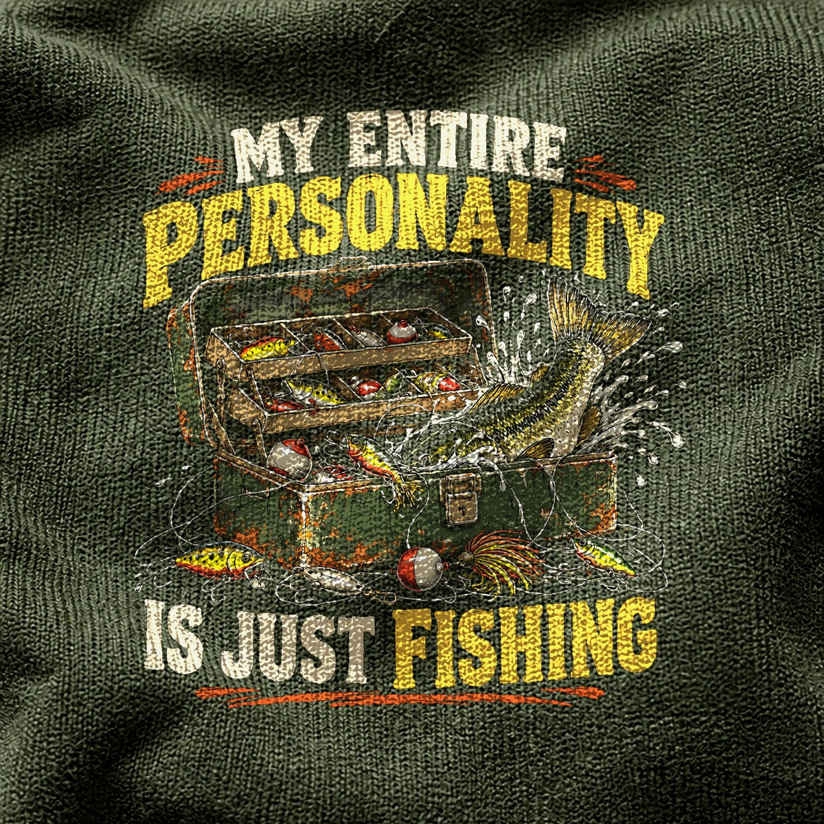 Comfort Colors Fishing Graphic T-Shirt, Tackle Box Humor Tee