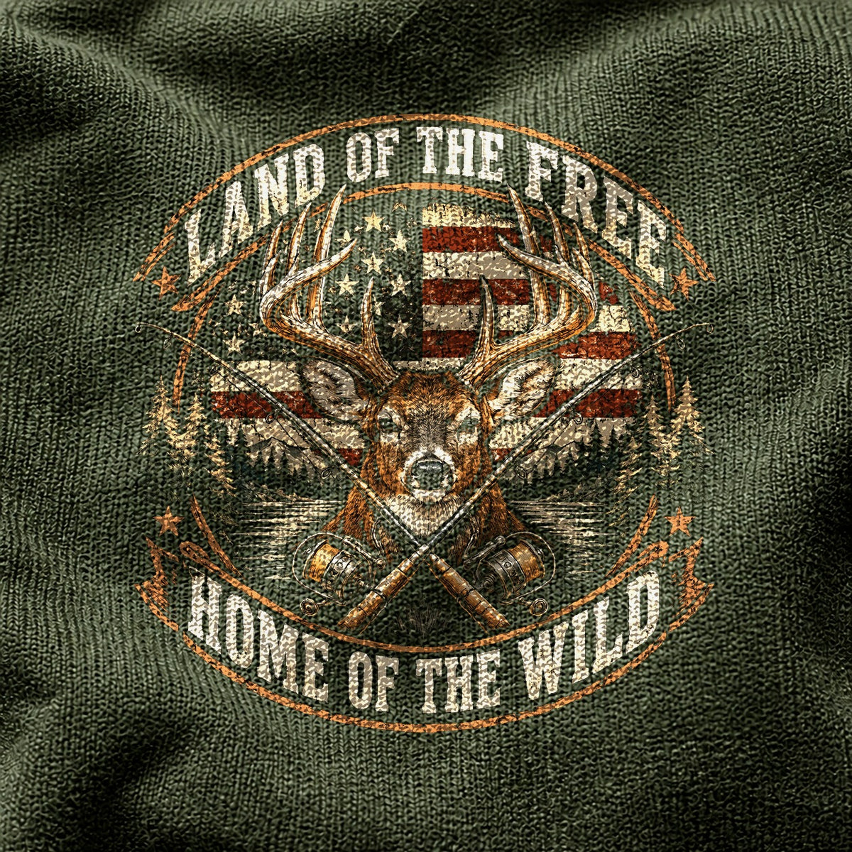 Comfort Colors T-Shirt, Patriotic Hunting Fishing Badge Tee