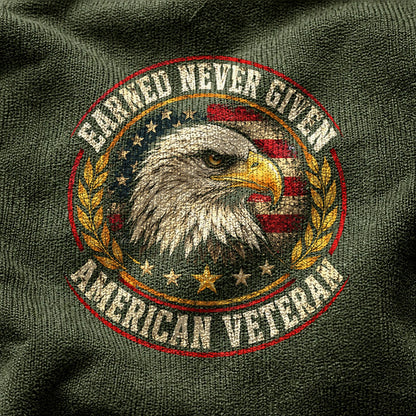 Earned Never Given Veteran Comfort Colors Graphic T-Shirt, Moss