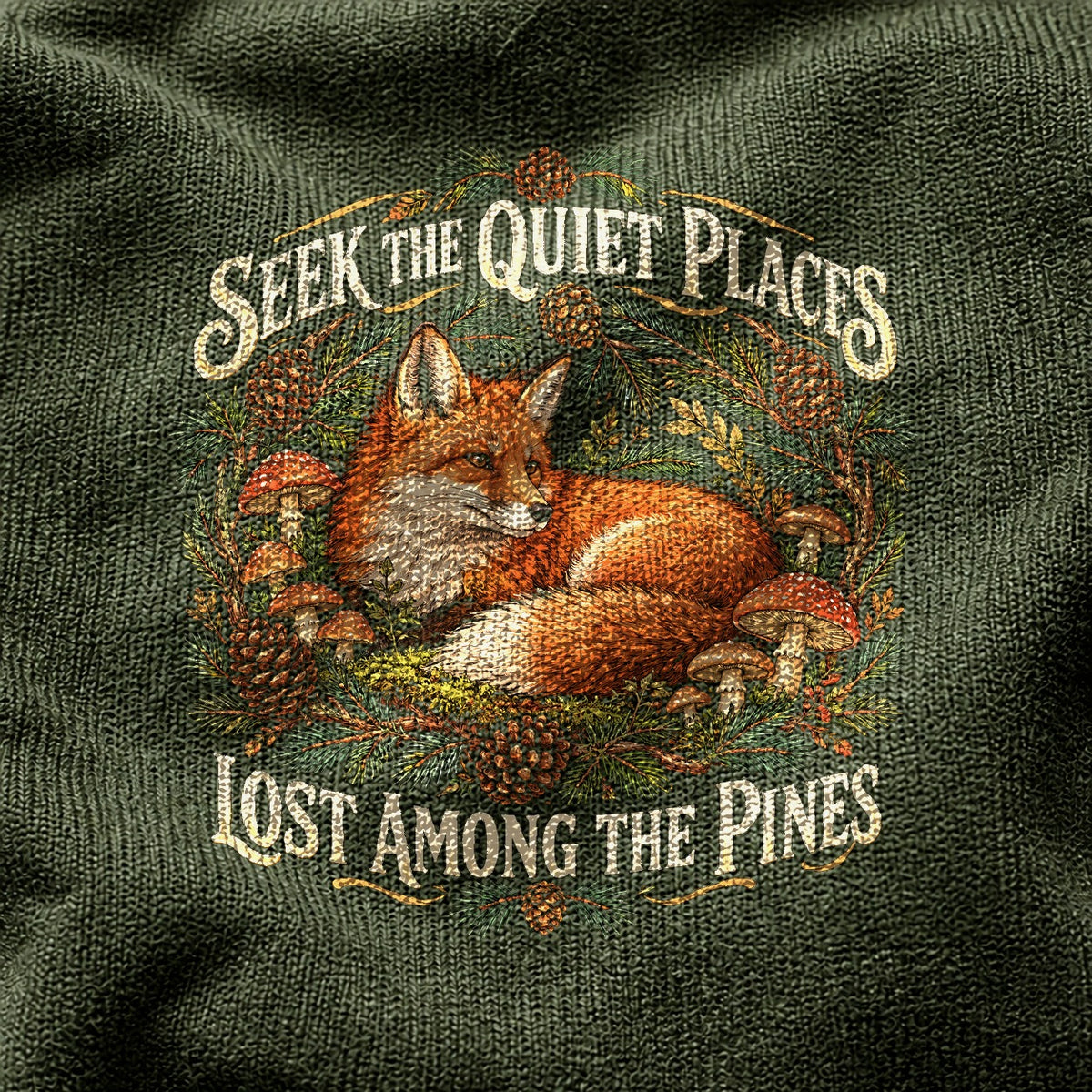 Quiet Pines Fox Nature Comfort Colors T-Shirt, Woodland Graphic Tee