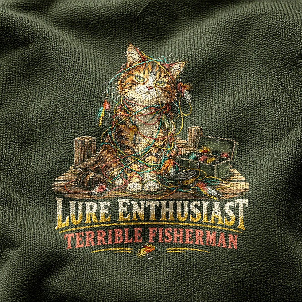 Lure Enthusiast Cat Graphic T-Shirt, Comfort Colors Tee