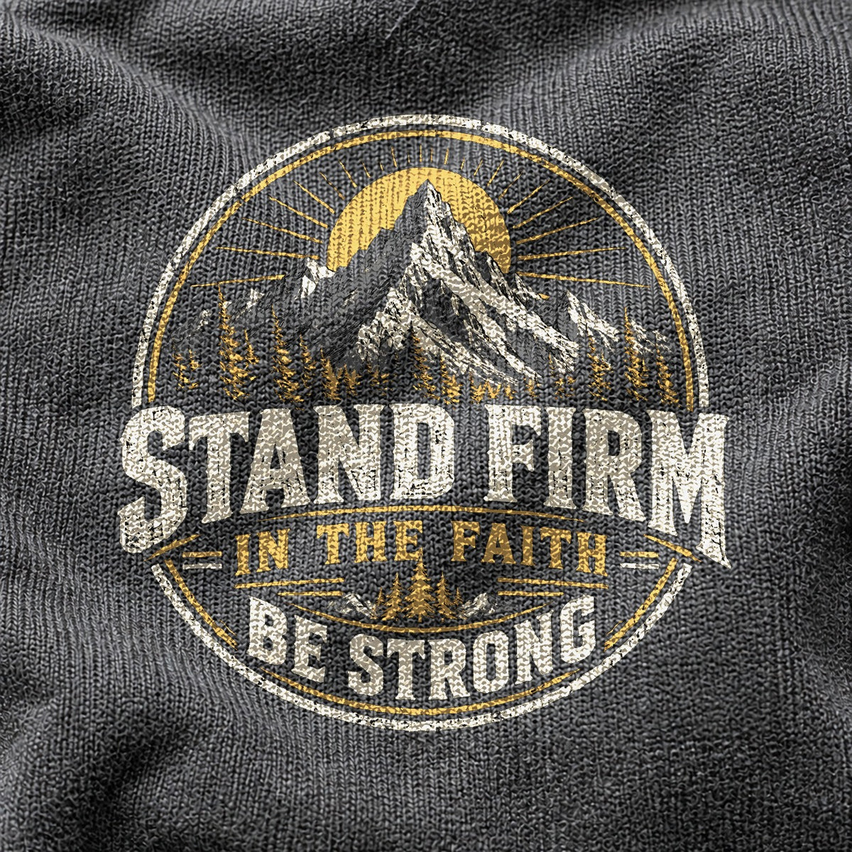 Stand Firm Mountain Badge Comfort Colors T-Shirt, Outdoors Faith