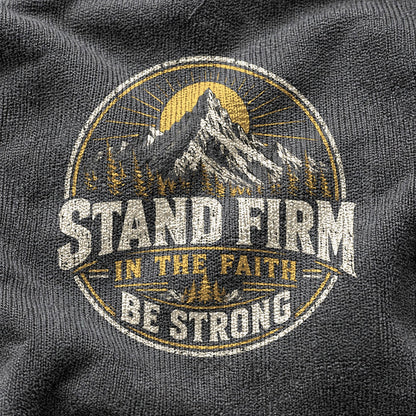 Stand Firm Mountain Badge Comfort Colors T-Shirt, Outdoors Faith