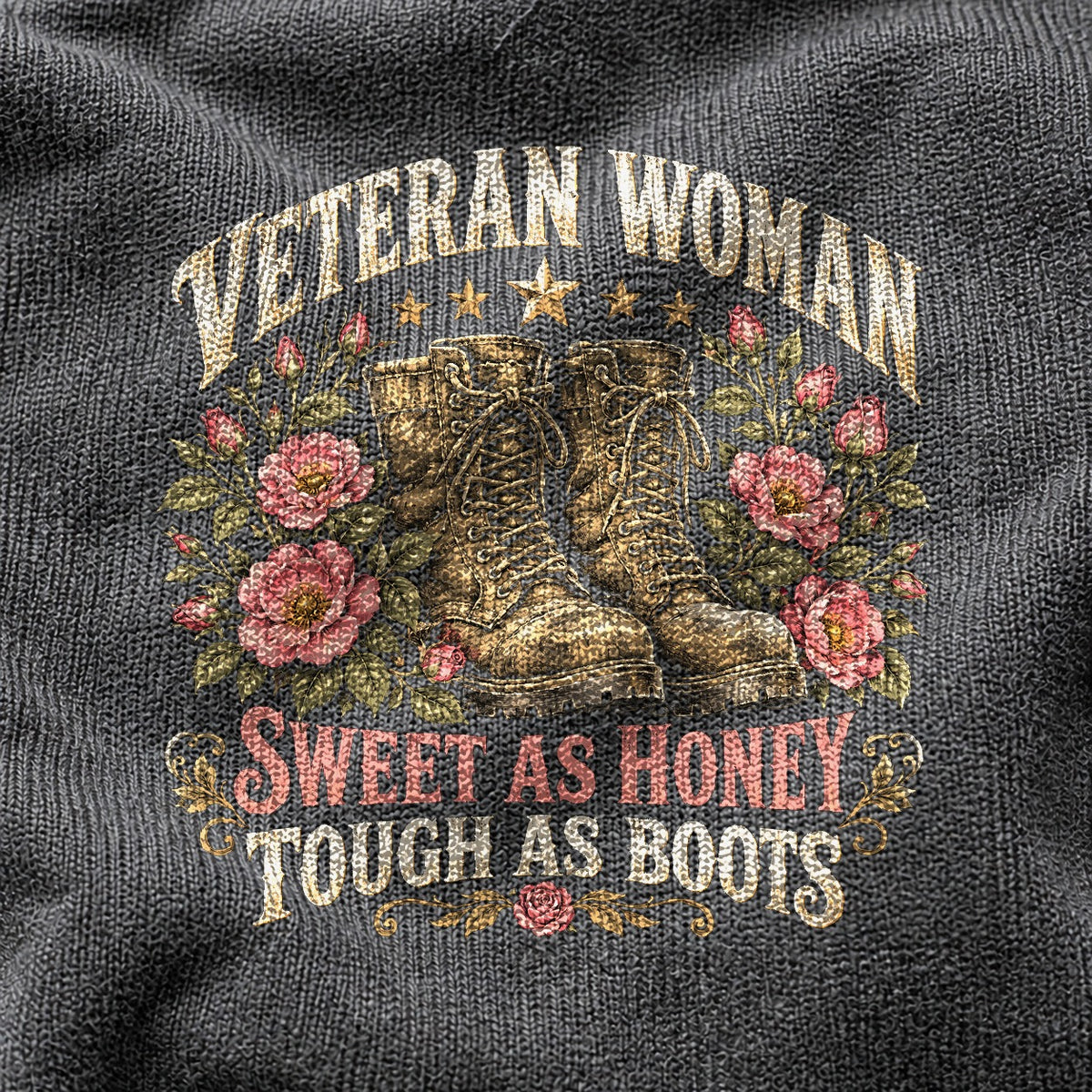 Veteran Woman Sweet as Honey Tough as Boots Comfort Colors T-Shirt
