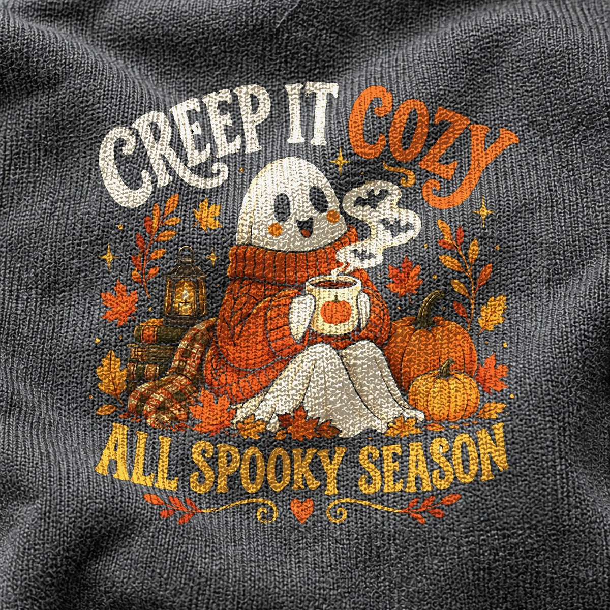 Creep It Cozy Ghost Comfort Colors T-Shirt, Cute Fall Graphic Tee
