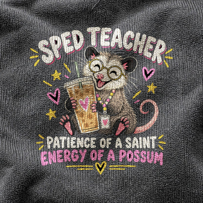 Comfort Colors Sped Possum Energy Graphic T-Shirt, Teacher Humor