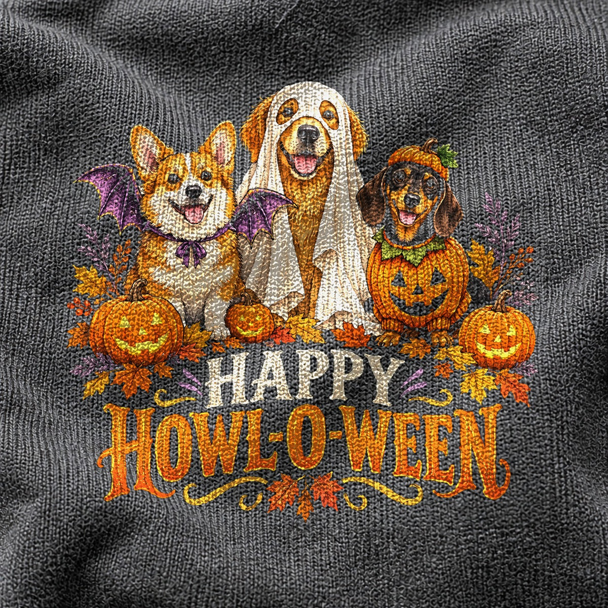 Comfort Colors Happy Howl-o-ween Dogs Halloween Graphic T-Shirt