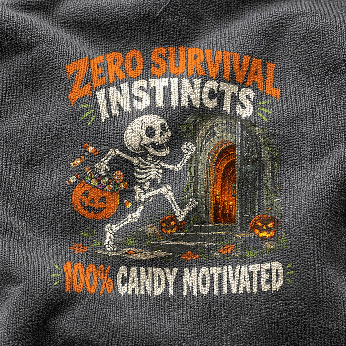 Zero Survival Instincts Comfort Colors T-Shirt, Halloween Graphic