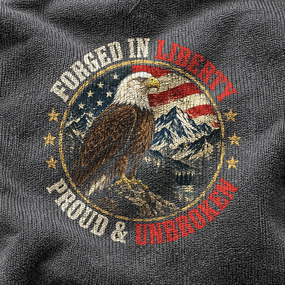 Comfort Colors Forged in Liberty Eagle Patriotic Graphic T-Shirt