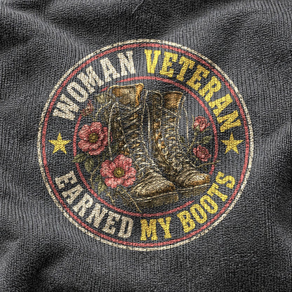Earned My Boots Woman Veteran Comfort Colors T-Shirt