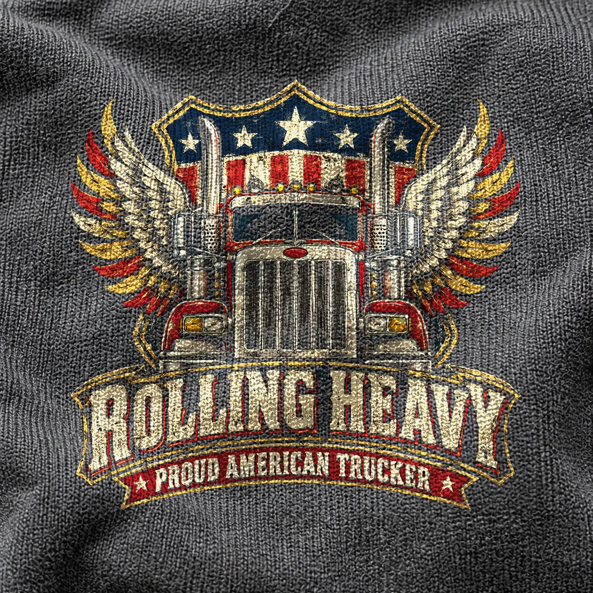 Rolling Heavy Trucker Comfort Colors T-Shirt, Patriotic Graphic Tee