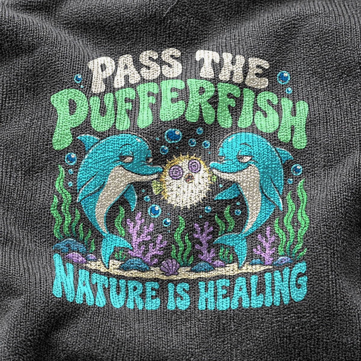Comfort Colors T-Shirt, Retro Dolphin Puffer Graphic Tee