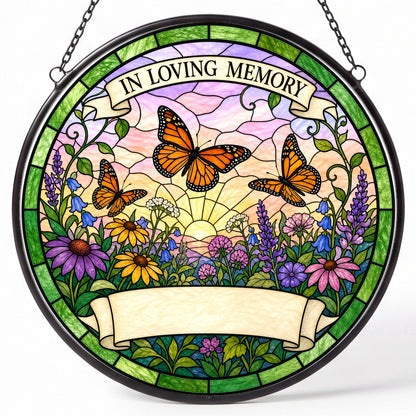 Cardinal Memorial Suncatcher - Butterfly Floral Remembrance Gift