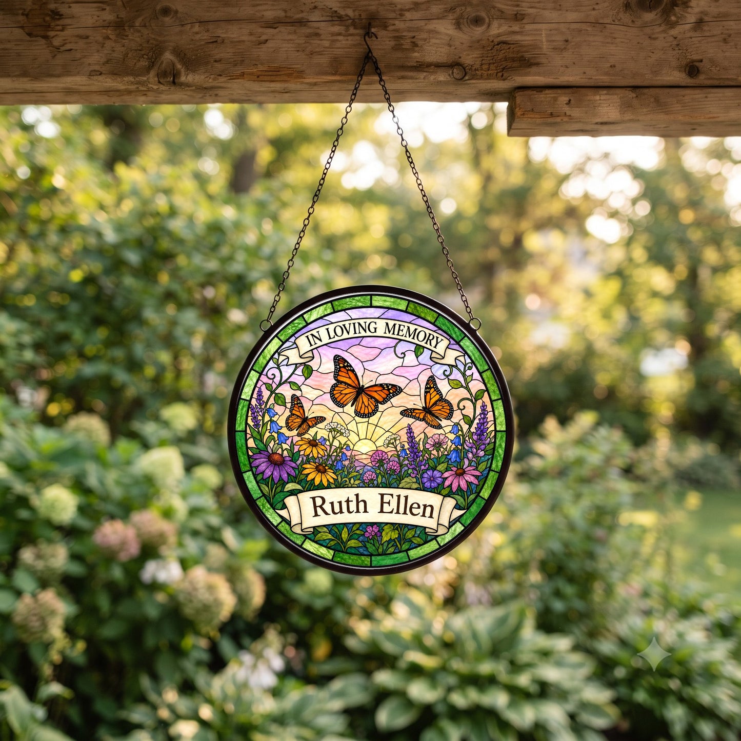 Cardinal Memorial Suncatcher - Butterfly Floral Remembrance Gift