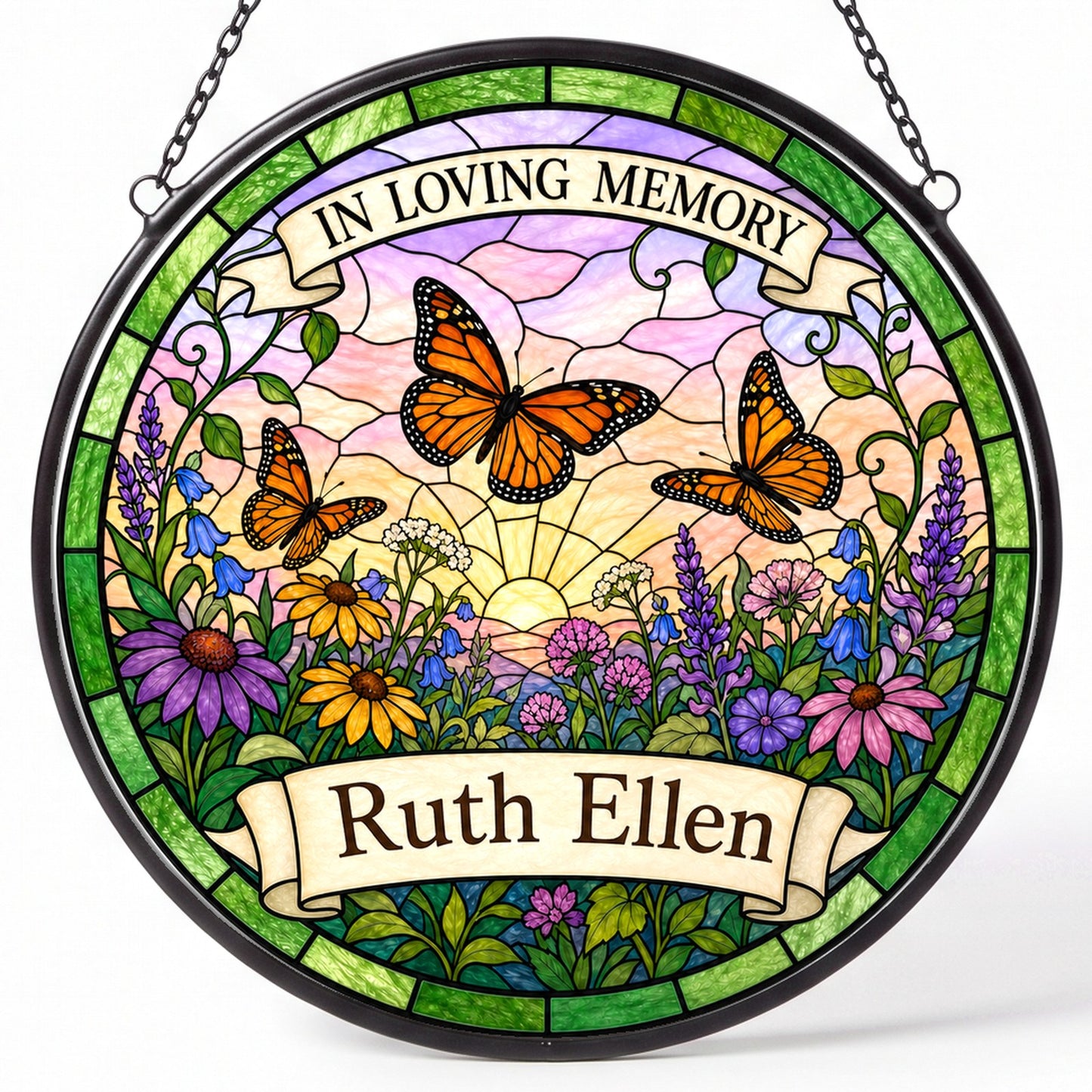 Cardinal Memorial Suncatcher - Butterfly Floral Remembrance Gift