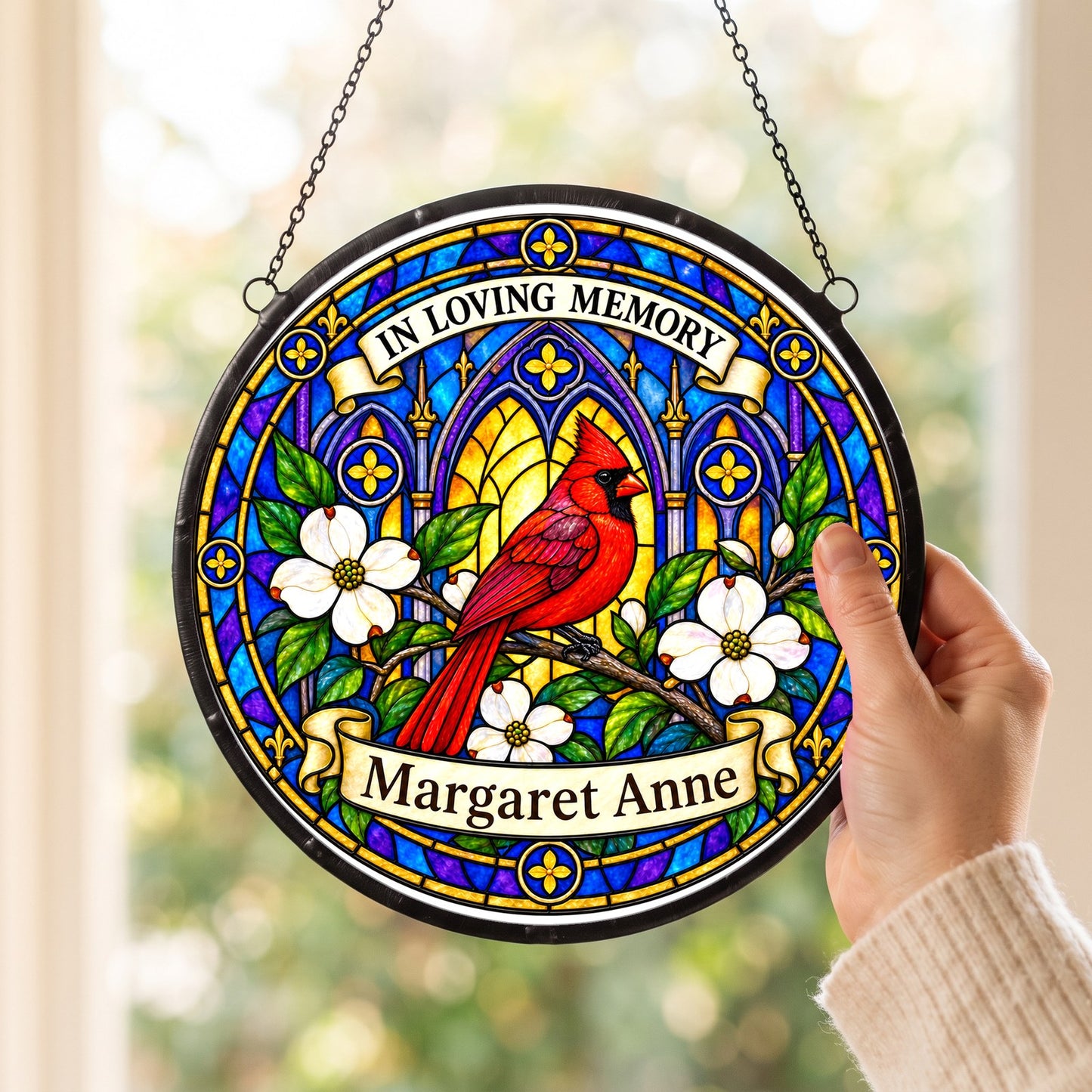 Cardinal Memorial Suncatcher - Cardinal Arch Remembrance Gift