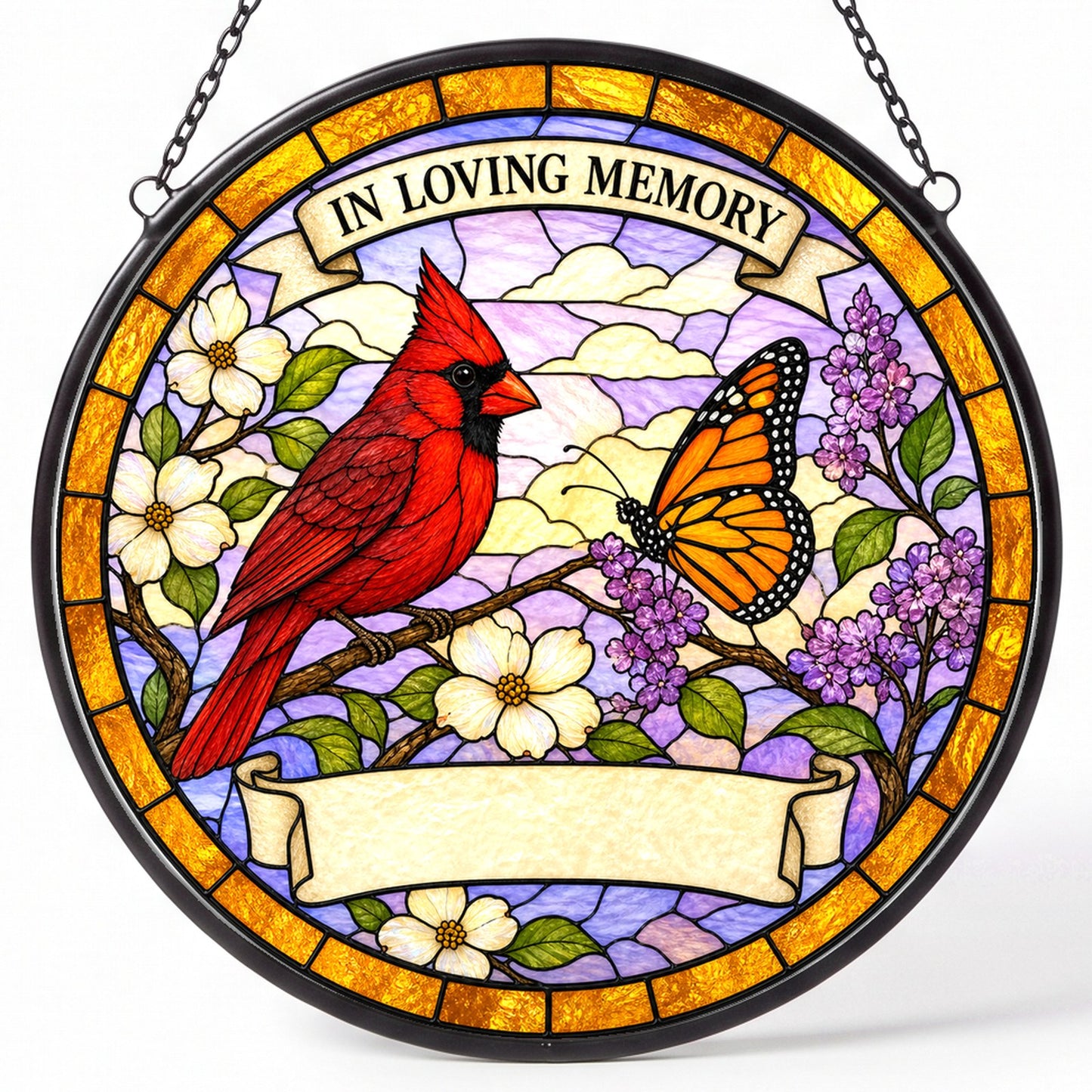 Cardinal Memorial Suncatcher - Cardinal Butterfly Remembrance Gift