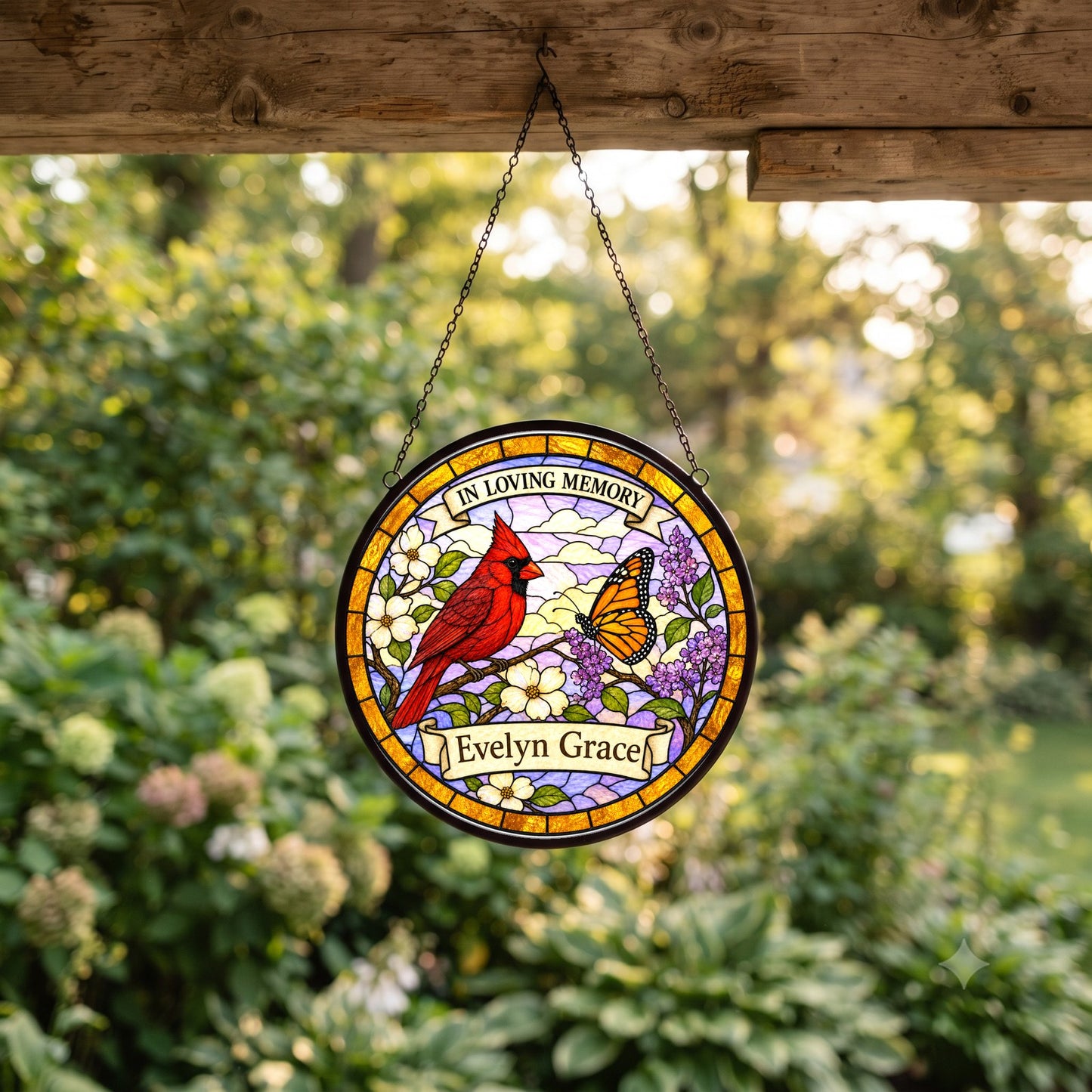 Cardinal Memorial Suncatcher - Cardinal Butterfly Remembrance Gift