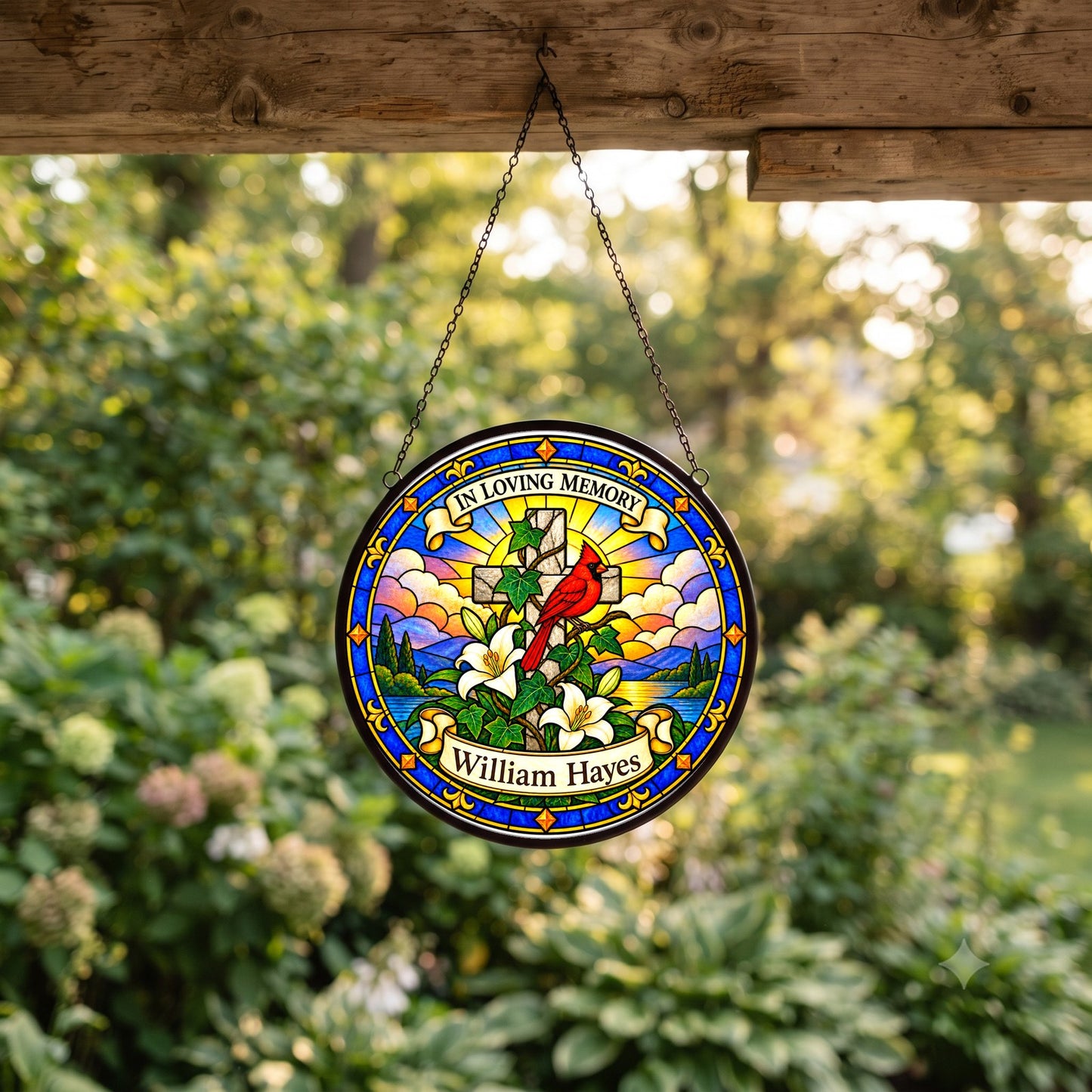 Cardinal Memorial Suncatcher - Cardinal Cross Remembrance Gift