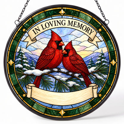 Cardinal Memorial Suncatcher - Cardinal Pair Remembrance Gift
