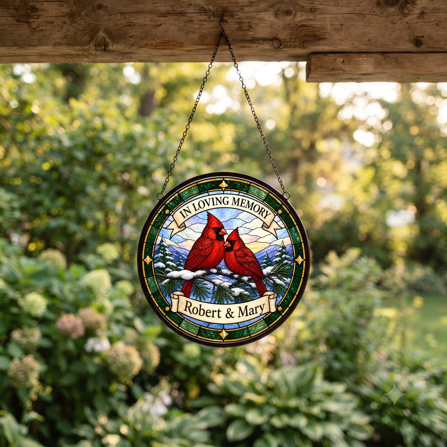 Cardinal Memorial Suncatcher - Cardinal Pair Remembrance Gift