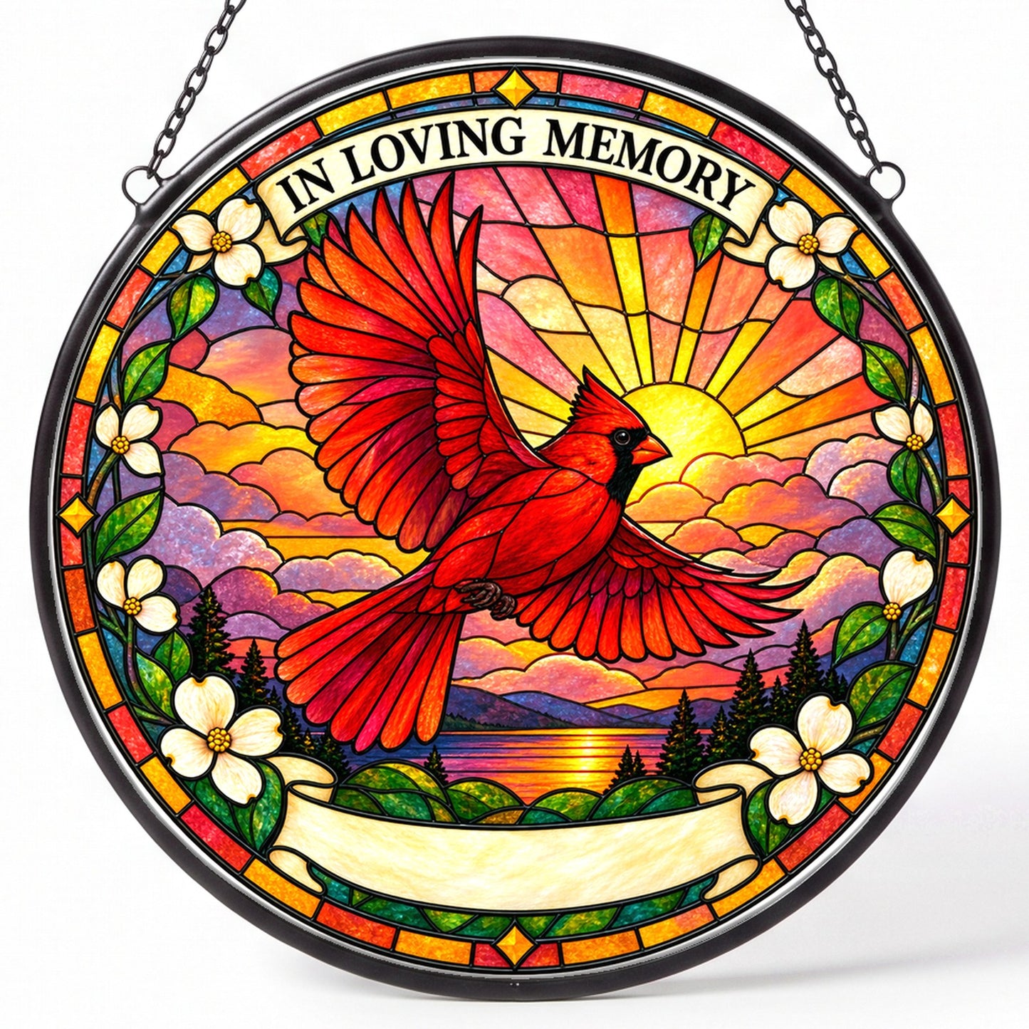 Cardinal Memorial Suncatcher - Cardinal Sunset Remembrance Gift