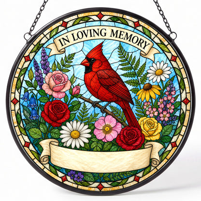 Cardinal Memorial Suncatcher - Cardinal Wreath Remembrance Gift