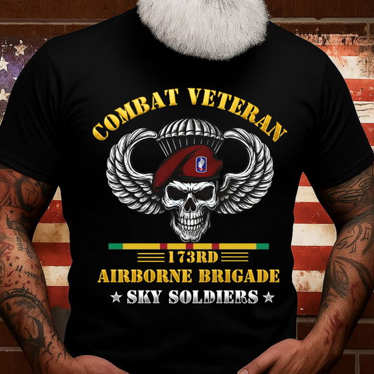 Combat Veteran 173rd Airborne Brigade, Airborne Skull Design, Gift for Veterans Day