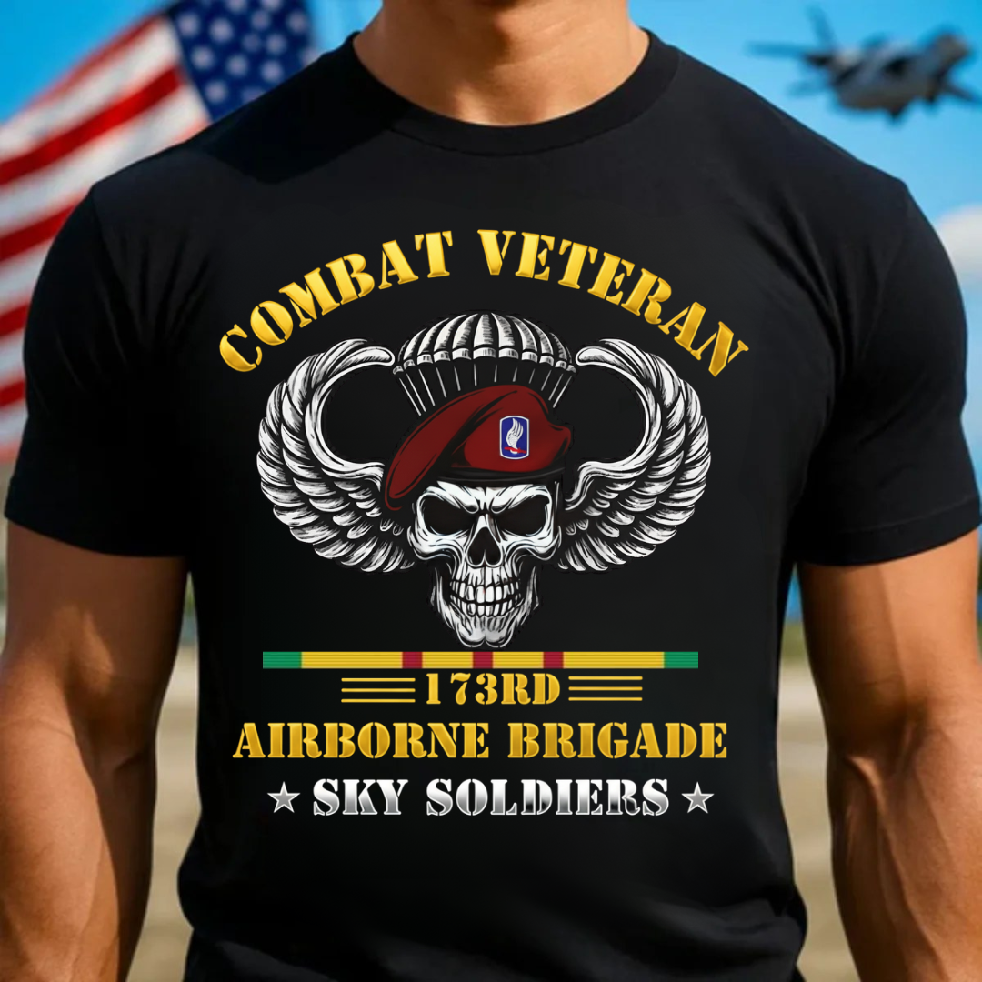 Combat Veteran 173rd Airborne Brigade, Airborne Skull Design, Gift for Veterans Day