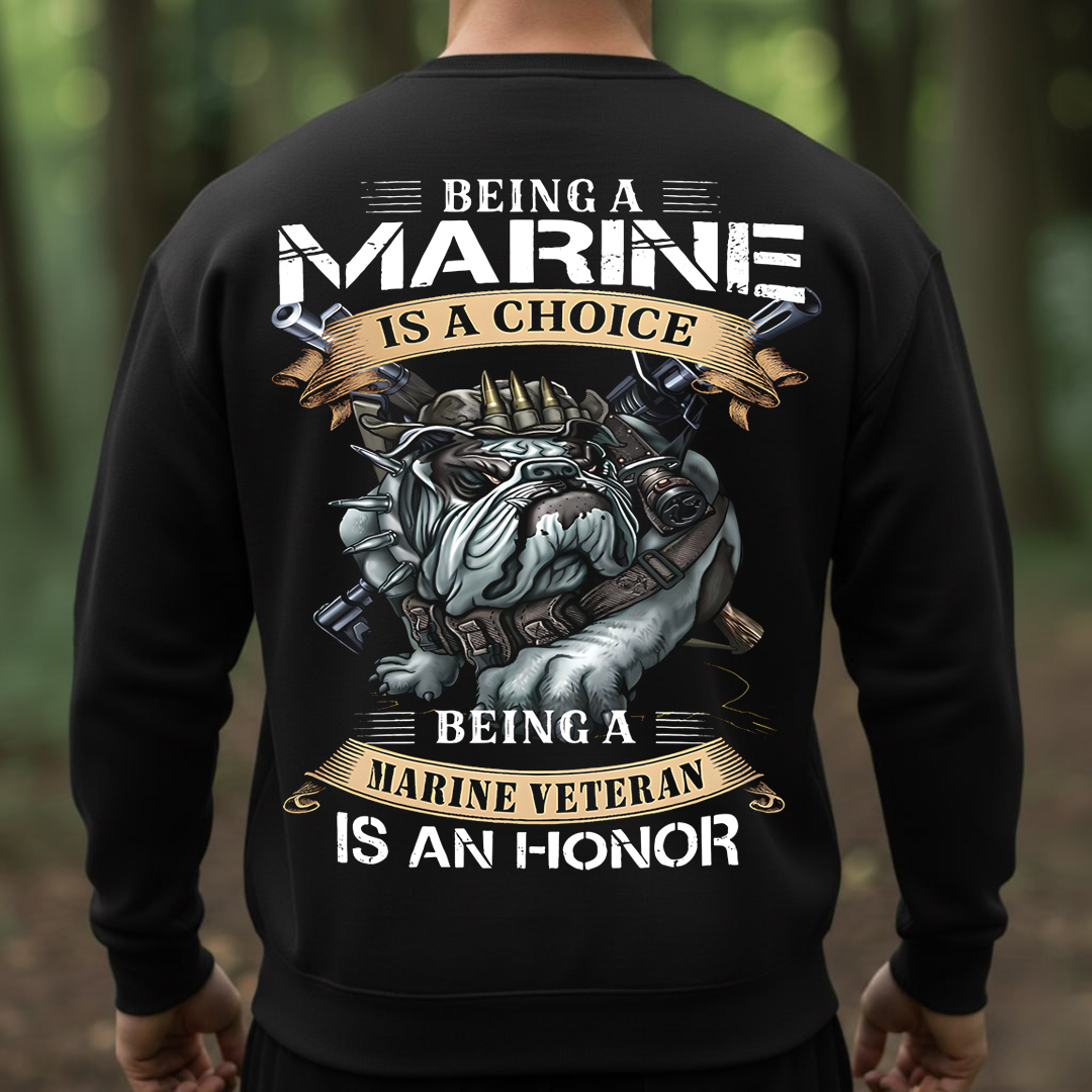 Marine Veteran T-Shirt – USMC Bulldog Design, Being a Marine Is a Choice, Veterans Day Gift