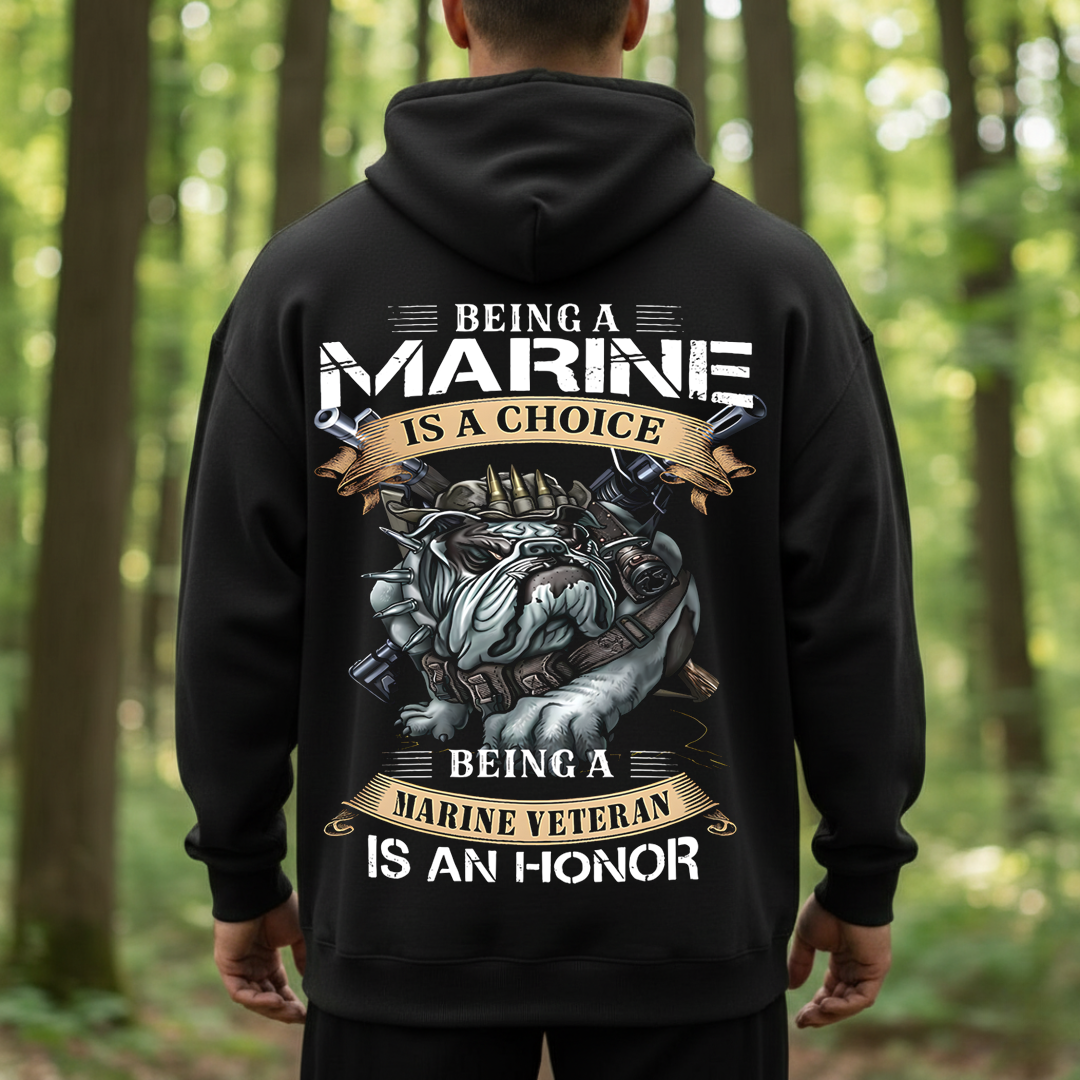 Marine Veteran T-Shirt – USMC Bulldog Design, Being a Marine Is a Choice, Veterans Day Gift