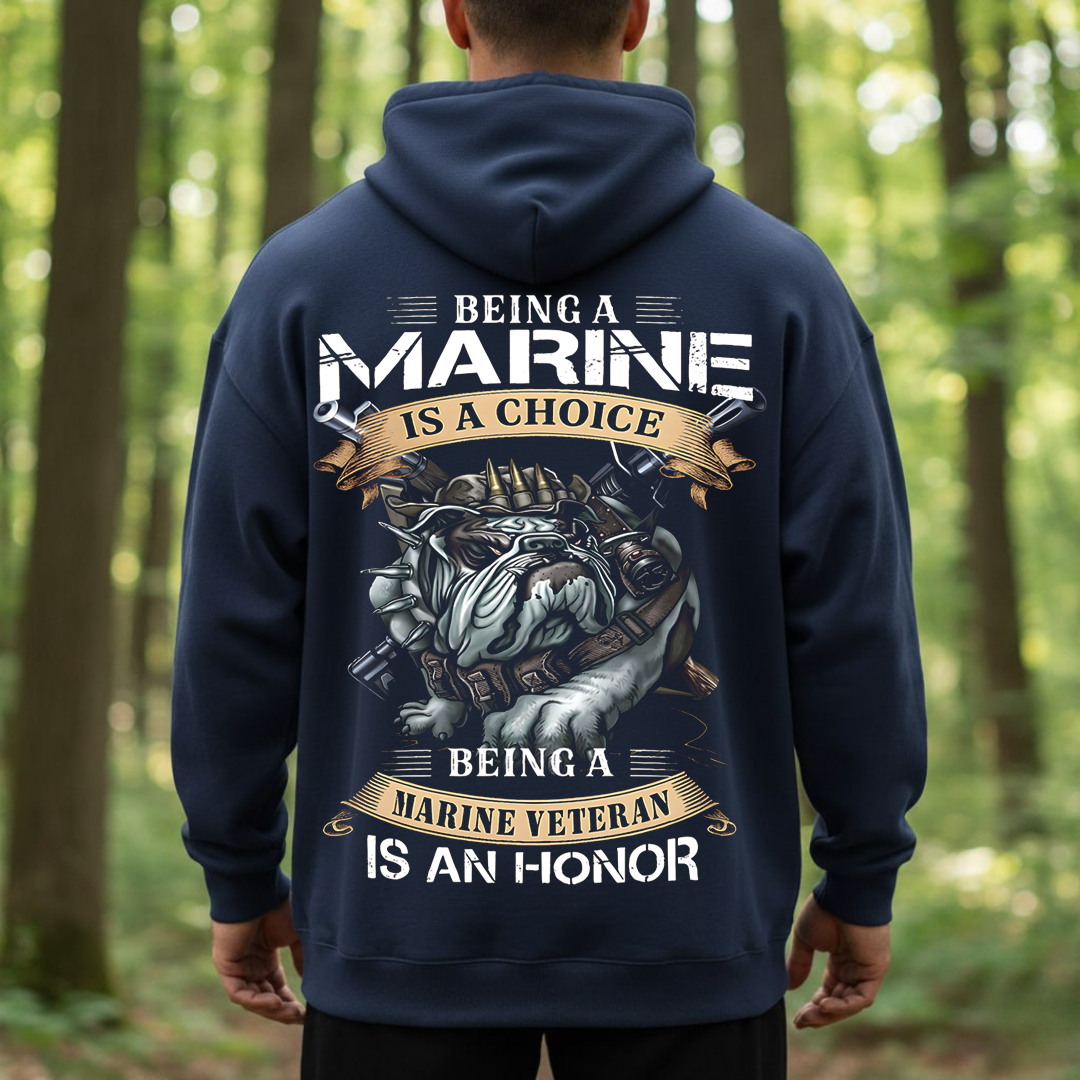 Marine Veteran T-Shirt – USMC Bulldog Design, Being a Marine Is a Choice, Veterans Day Gift