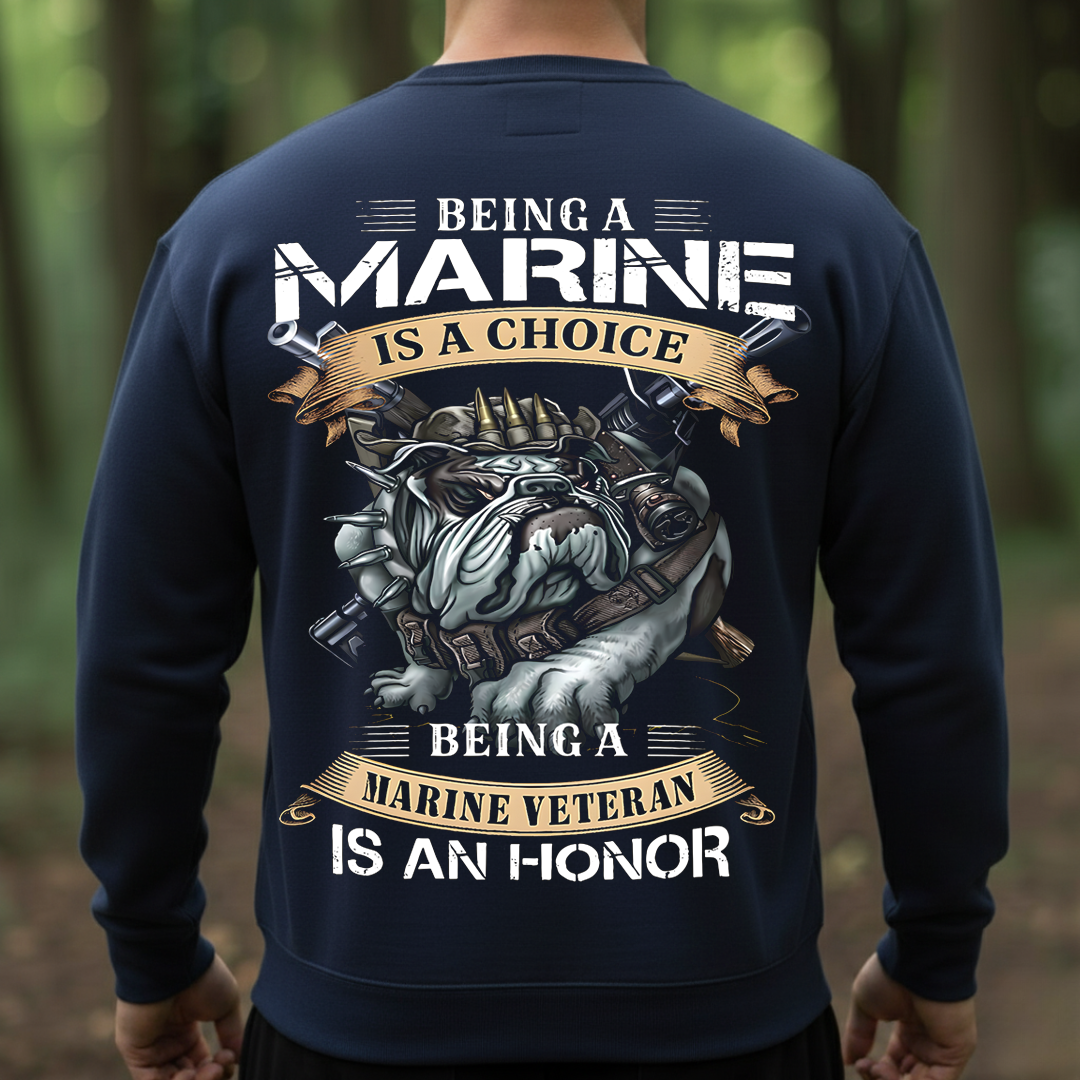 Marine Veteran T-Shirt – USMC Bulldog Design, Being a Marine Is a Choice, Veterans Day Gift