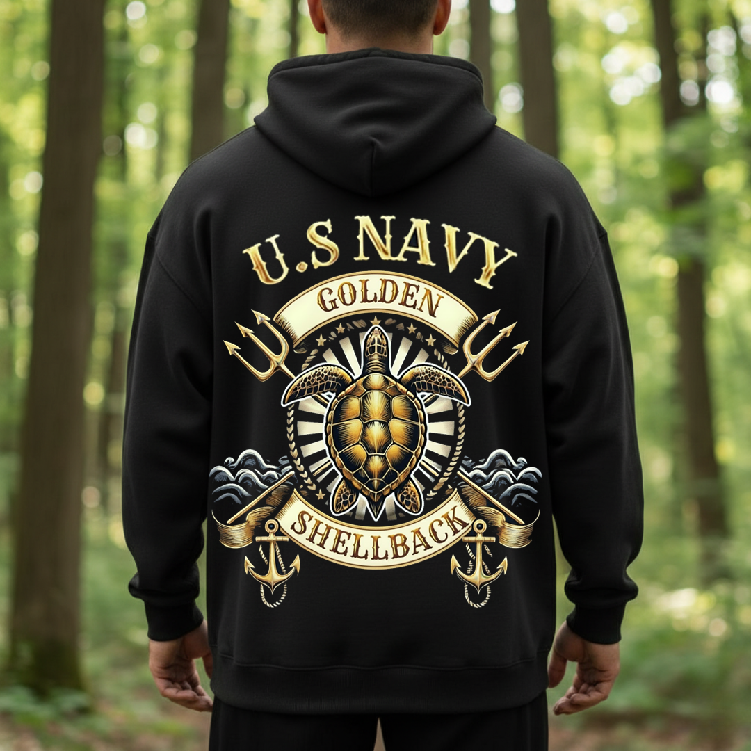 U.S. Navy Golden Shellback Shirt, Proud Veteran Sea Turtle Emblem Tee, Gift for Veterans Day