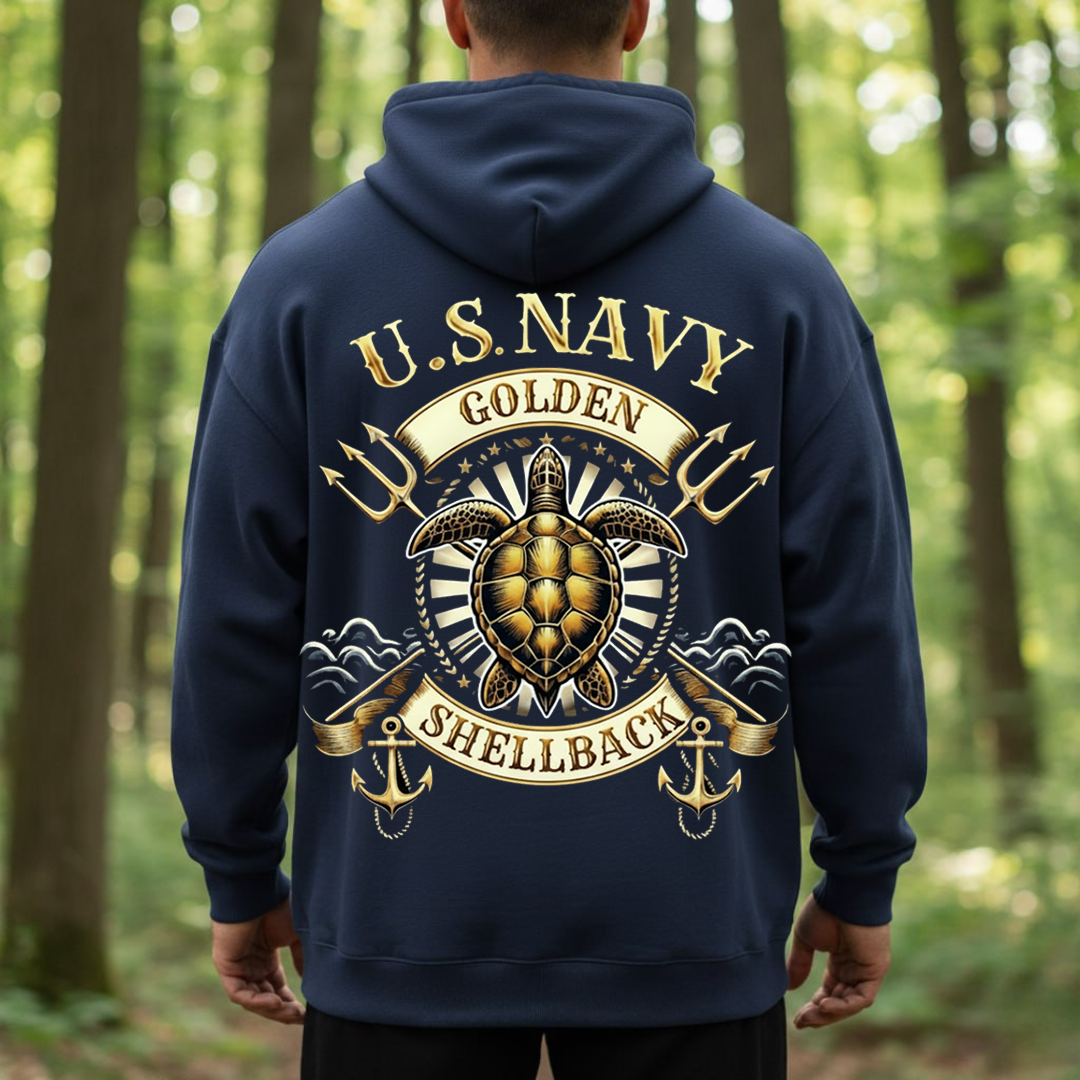 U.S. Navy Golden Shellback Shirt, Proud Veteran Sea Turtle Emblem Tee, Gift for Veterans Day