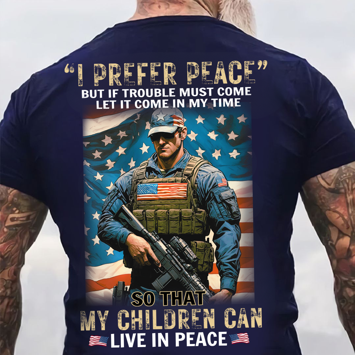 I Prefer Peace Unisex Shirt, Patriotic Soldier Military Quote Tee, Gift For American Soldier