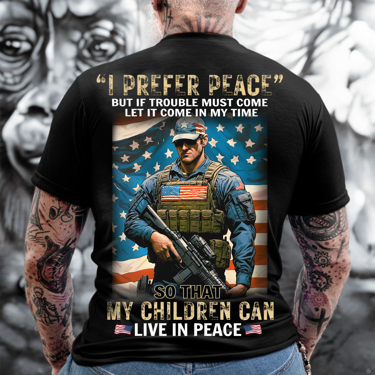 I Prefer Peace Unisex Shirt, Patriotic Soldier Military Quote Tee, Gift For American Soldier