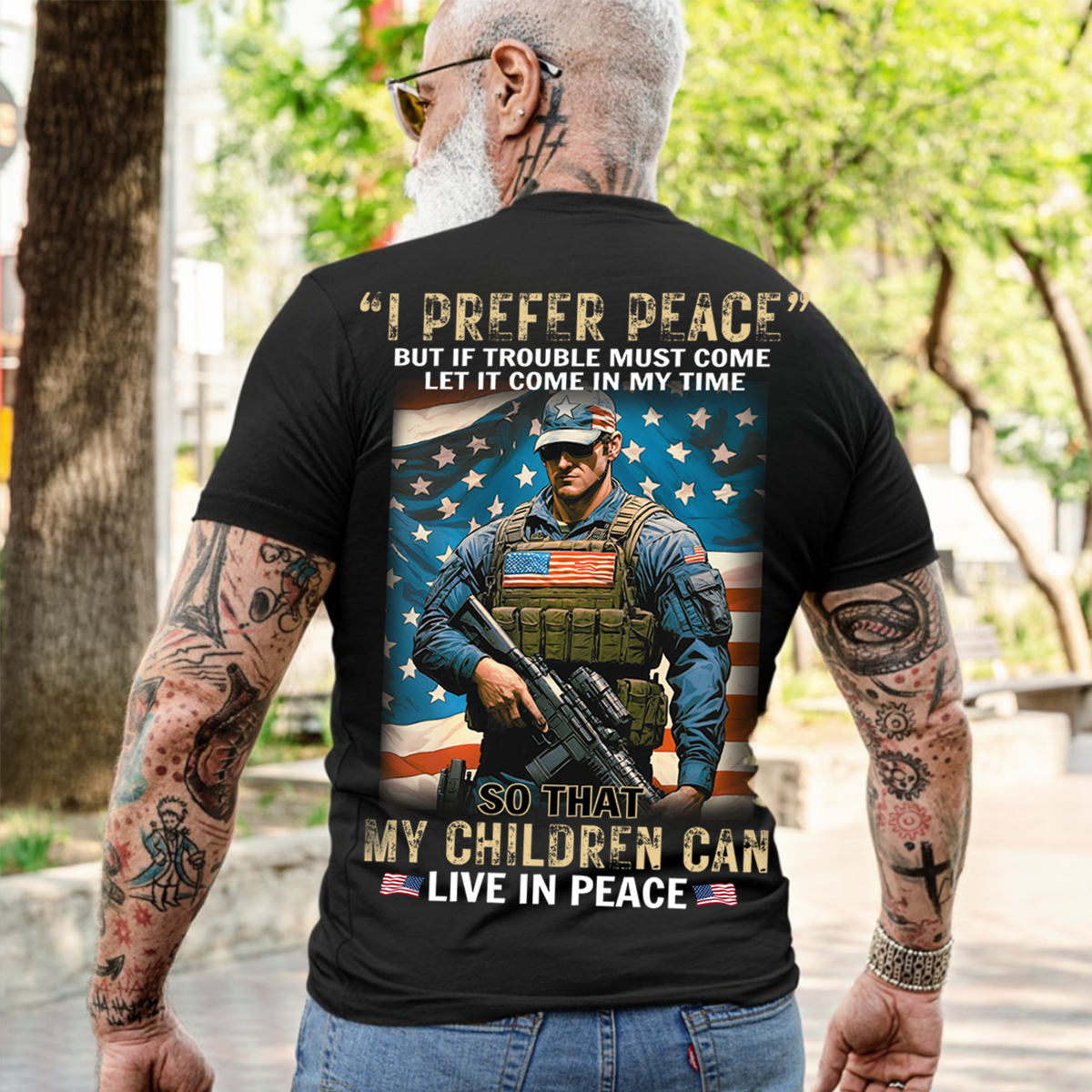 I Prefer Peace Unisex Shirt, Patriotic Soldier Military Quote Tee, Gift For American Soldier