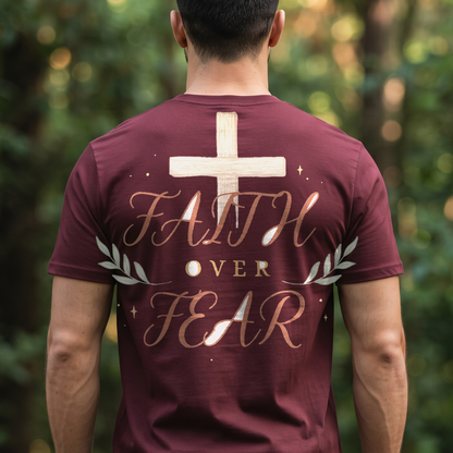 "Faith Over Fear" T-Shirt – Christian Faith Bible Verse Gift for Women Men