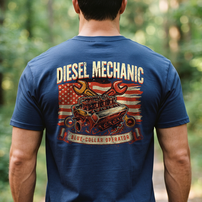 "Diesel Mechanic" T-Shirt – Heavy Equipment Operator Blue Collar Worker Gift