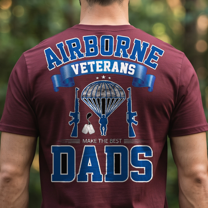 "Airborne Veterans Make the Best Dads" T-Shirt – Military Veteran Grandpa Dad Gift for Veterans Day