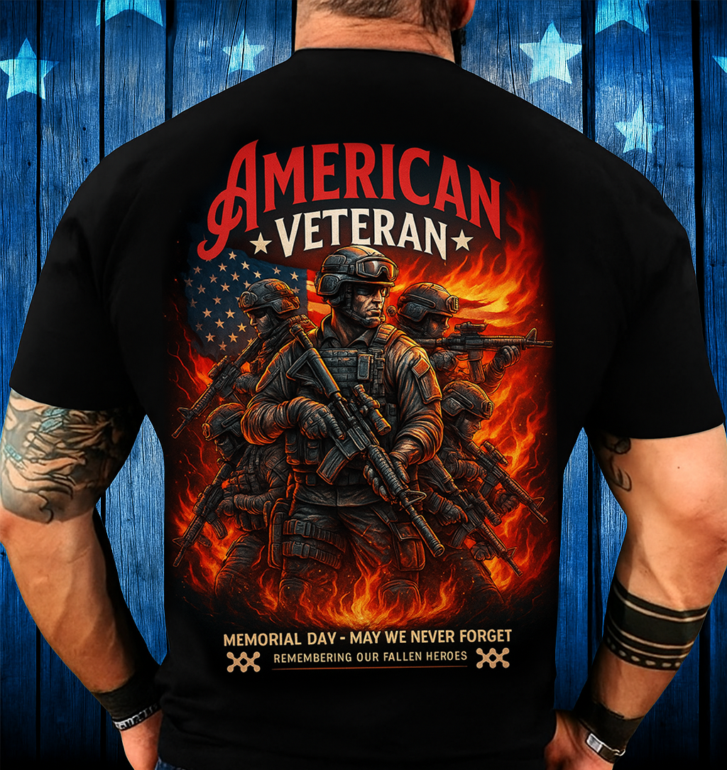 American Veteran Memorial Day T-Shirt – Patriotic Military Tribute Tee, Gift for Dad & Grandpa, Honoring Fallen Heroes