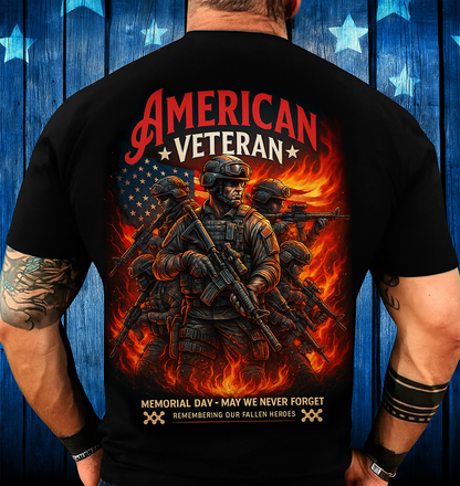 American Veteran Memorial Day T-Shirt – Patriotic Military Tribute Tee, Gift for Dad & Grandpa, Honoring Fallen Heroes