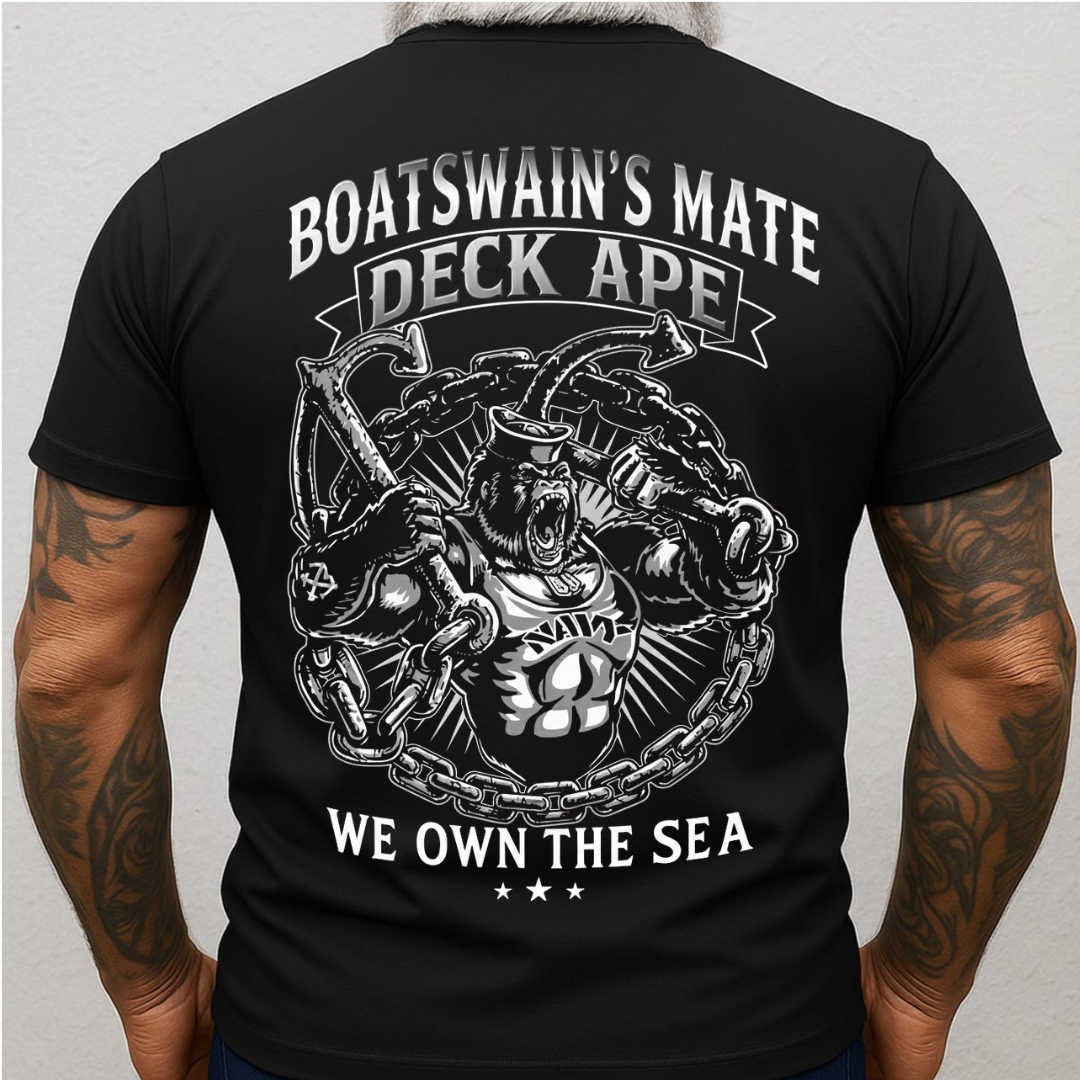 Navy Boatswain’s Mate Deck Ape Shirt – We Own The Sea Veteran Design, Gift for Veterans Day