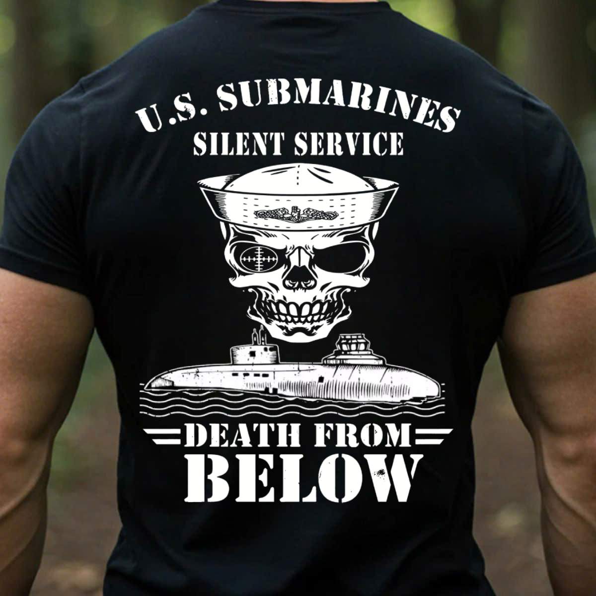 U.S Submarine Silent Service, Death From Below T-Shirt, Submarine Skull Design, Gift for Veterans Day