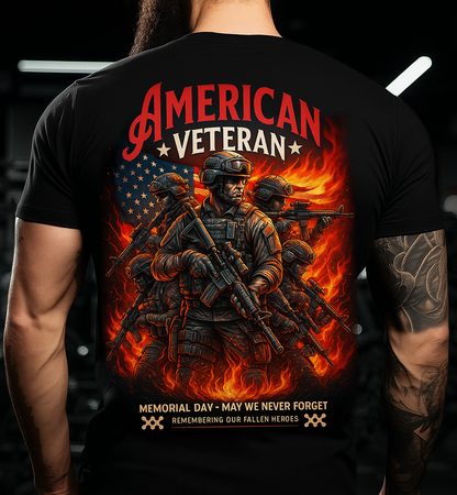 American Veteran Memorial Day T-Shirt – Patriotic Military Tribute Tee, Gift for Dad & Grandpa, Honoring Fallen Heroes