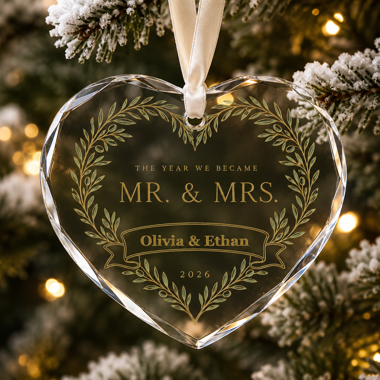 heart botanical arch glass ornament mockup